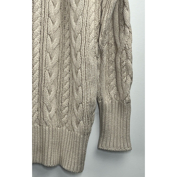 J Crew Sweater Womens XXS Cableknit Cardigan Tan Button Up V Neck Oversized - Picture 7 of 15
